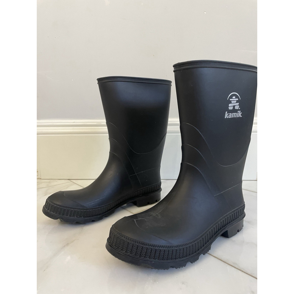 Kamik Jennifer Waterproof Rubber Rain Boots, Women's Size 6 Black With Logo